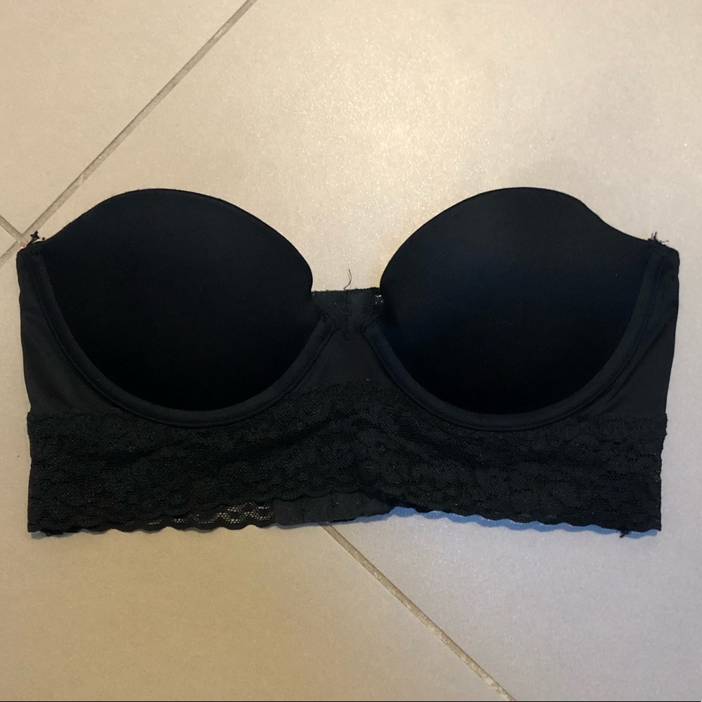 PINK Black Lace Strapless Bra